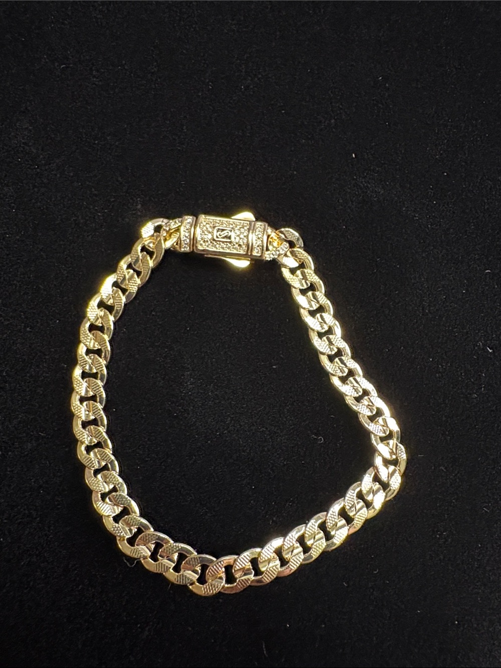 14K Gold Filled Monaco Cuban Bracelet - Iced Out Box Lock - Men Accessories